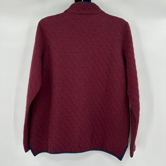 Quince Burgundy Quilted Snap-up Pullover Sweatshirt Jacket sz S Small Reversible - Picture 5 of 5